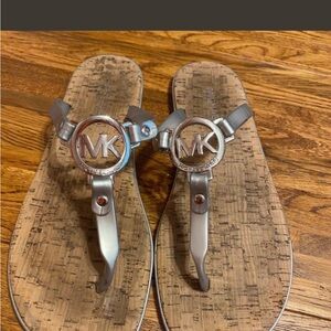 Michael Kors Metallic Silver Thong Sandals